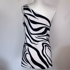 Cato one-shoulder top zebra print top Large